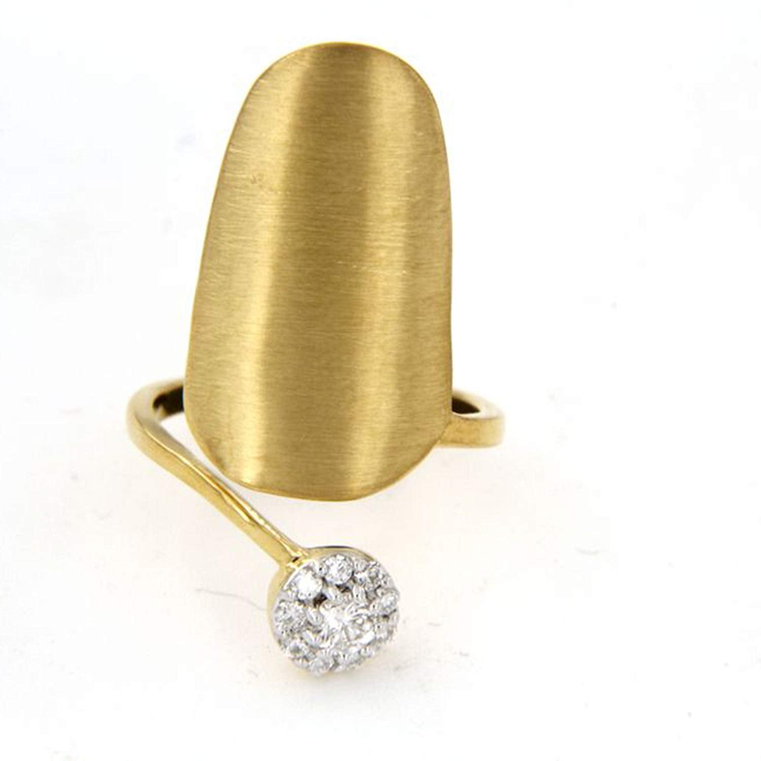 atjewels Round Cut White Cubic Zirconia 14k Yellow Gold Over .925 Sterling Silver Adjustable Nail Ring For Women's MOTHER'S DAY SPECIAL OFFER - atjewels.in