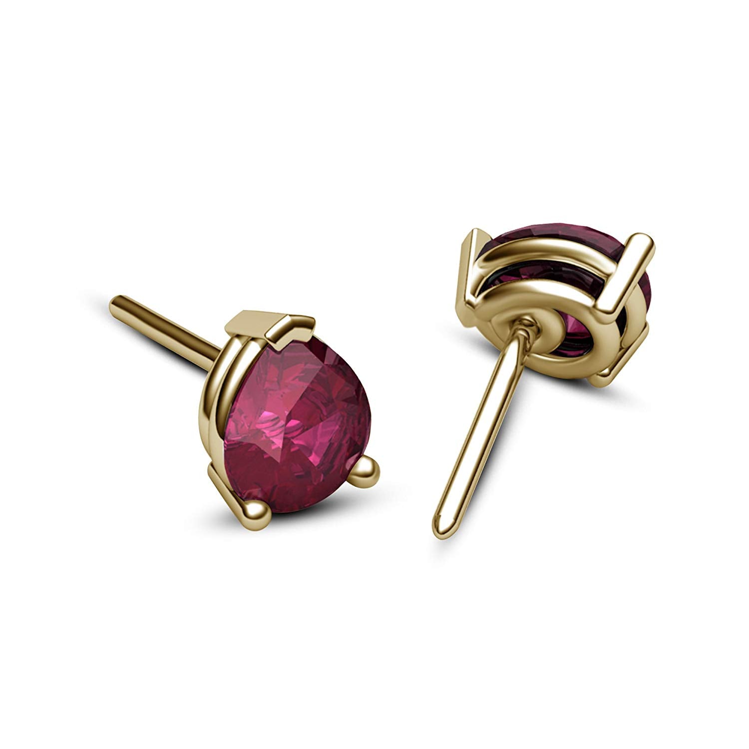 14k Yellow Gold Over Sterling Pear Pink Sapphire Stud Earrings For Women's MOTHER'S DAY SPECIAL OFFER - atjewels.in