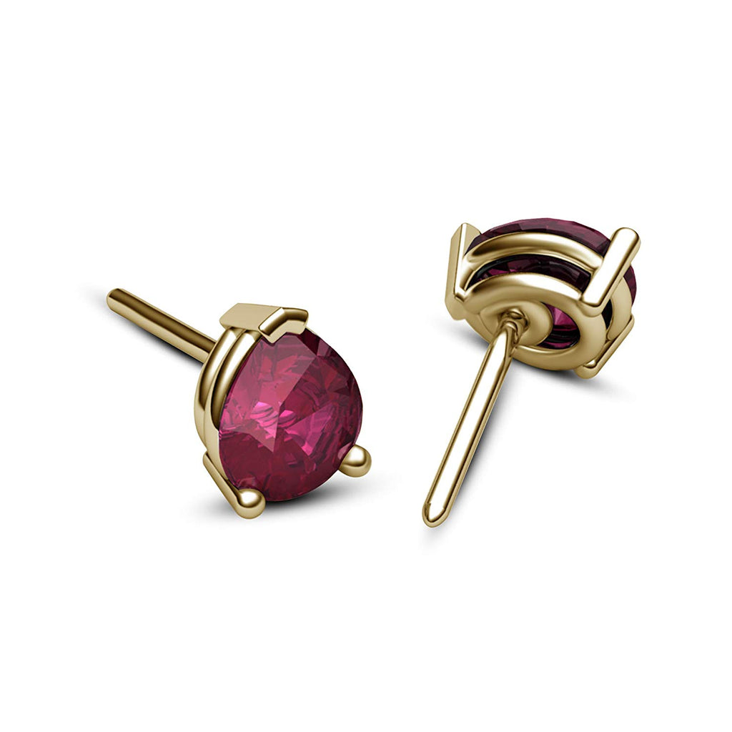 14k Yellow Gold Over Sterling Pear Pink Sapphire Stud Earrings For Women's MOTHER'S DAY SPECIAL OFFER - atjewels.in