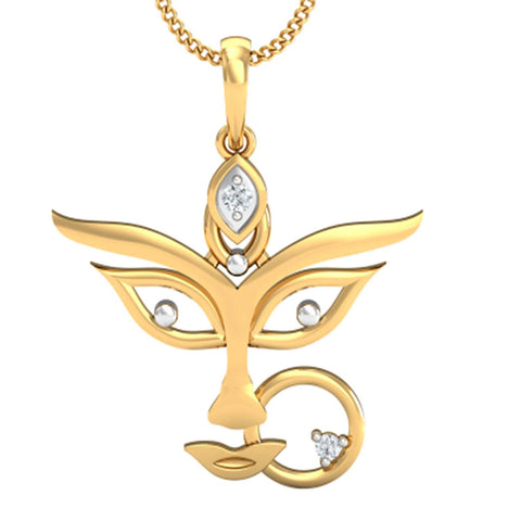 atjewels Round Cut White CZ 14k Yellow Gold Over Sterling Silver Maa Durga Pendant for Mother's Day Special Offer - atjewels.in