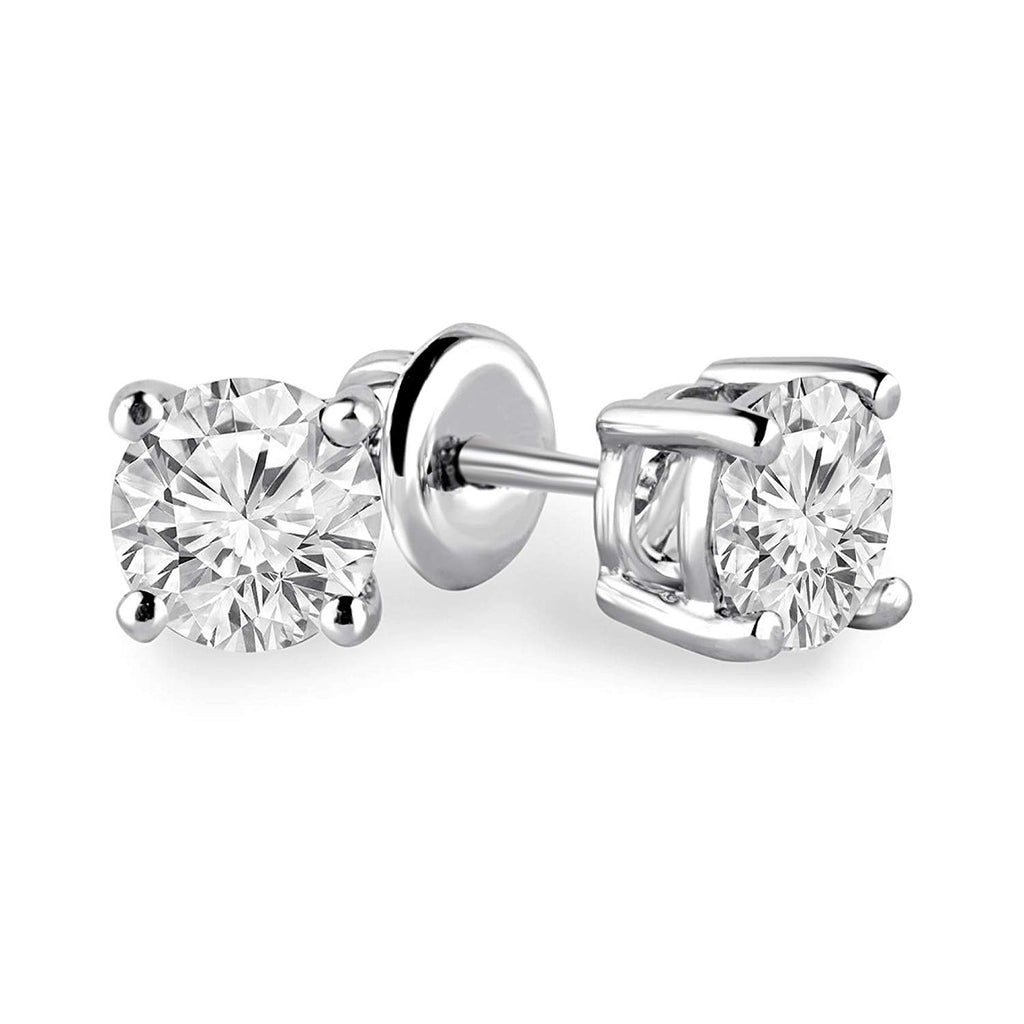 atjewels 18k White Gold Plated On .925 Sterling Silver White CZ Round Cut Stud Earrings MOTHER'S DAY SPECIAL OFFER - atjewels.in