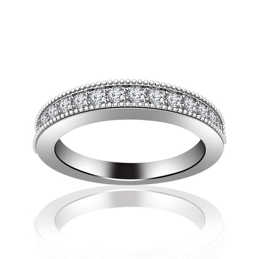 atjewels 18K White Gold on 925 Sterling Silver Round White Diamond Wedding & Engagement Band Ring MOTHER'S DAY SPECIAL OFFER - atjewels.in