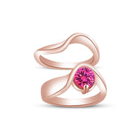 atjewels 14K Rose Gold Over Sterling Round Pink Sapphire Bridal Set Ring for Women's MOTHER'S DAY SPECIAL OFFER - atjewels.in