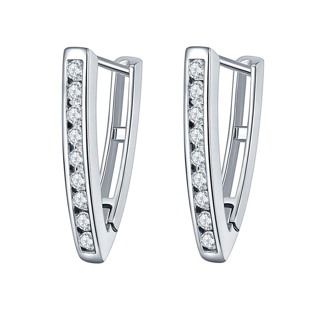 atjewels Round Cut White CZ .925 Sterling Silver Triangle Hoop Earrings For Women's & Girl's For MOTHER'S DAY SPECIAL OFFER - atjewels.in