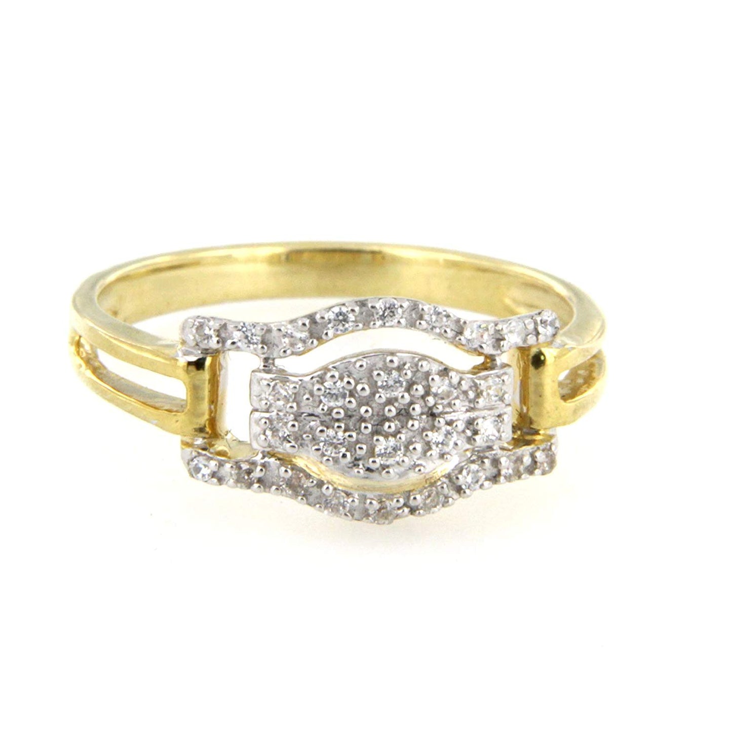 atjewels 14K Yellow & White Gold Over 925 Sterling Silver Round White CZ Fancy Belt Ring MOTHER'S DAY SPECIAL OFFER - atjewels.in