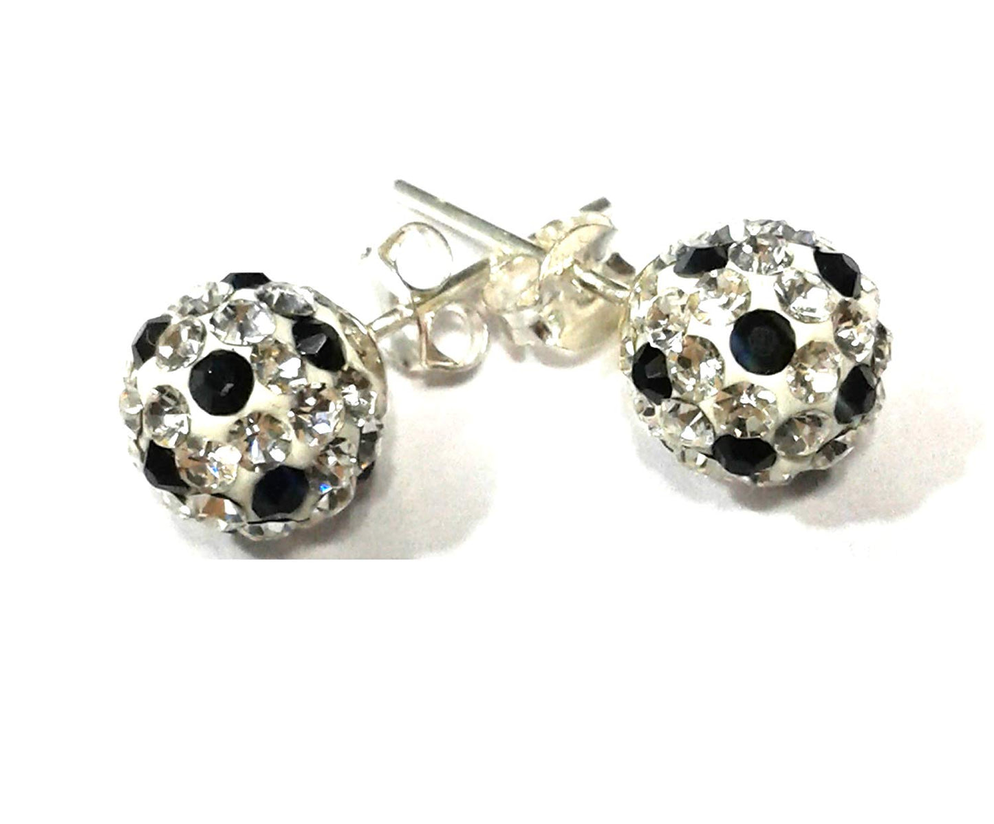 atjewels Round Cut Crystal Sterling Silver Pave Ball Stud Earrings, Crystal Fireball Disco Ball Earrings 1 Pair For Girl's and Women's Fancy Party Wear Earrings - atjewels.in