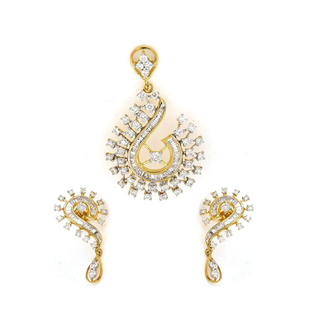 atjewels 14K Yellow Gold Plated On 925 Silver Pendant and Earrings Set MOTHER'S DAY SPECIAL OFFER - atjewels.in