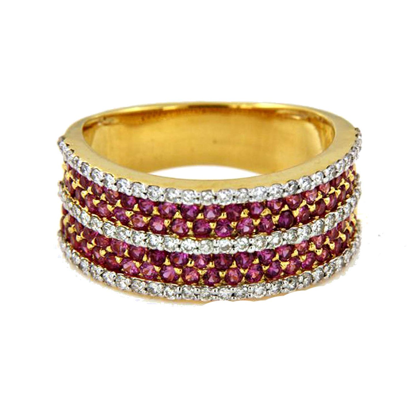 atjewels Wedding Band Ring in 18K Two Tone Gold Over .925 Sterling Silver Pink Sapphire MOTHER'S DAY SPECIAL OFFER - atjewels.in