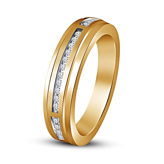 atjewels 18K Yellow Gold Plated On 925 Sterling Silver Round White CZ Wedding Band Ring MOTHER'S DAY SPECIAL OFFER - atjewels.in