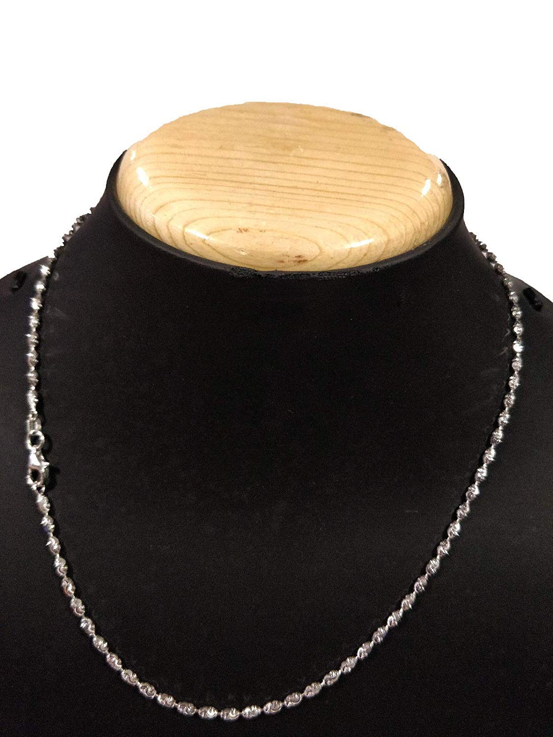 ATJewels 14k White Gold Over 925 Sterling Silver Oval Strand Chain 16" Unisex Necklace - atjewels.in