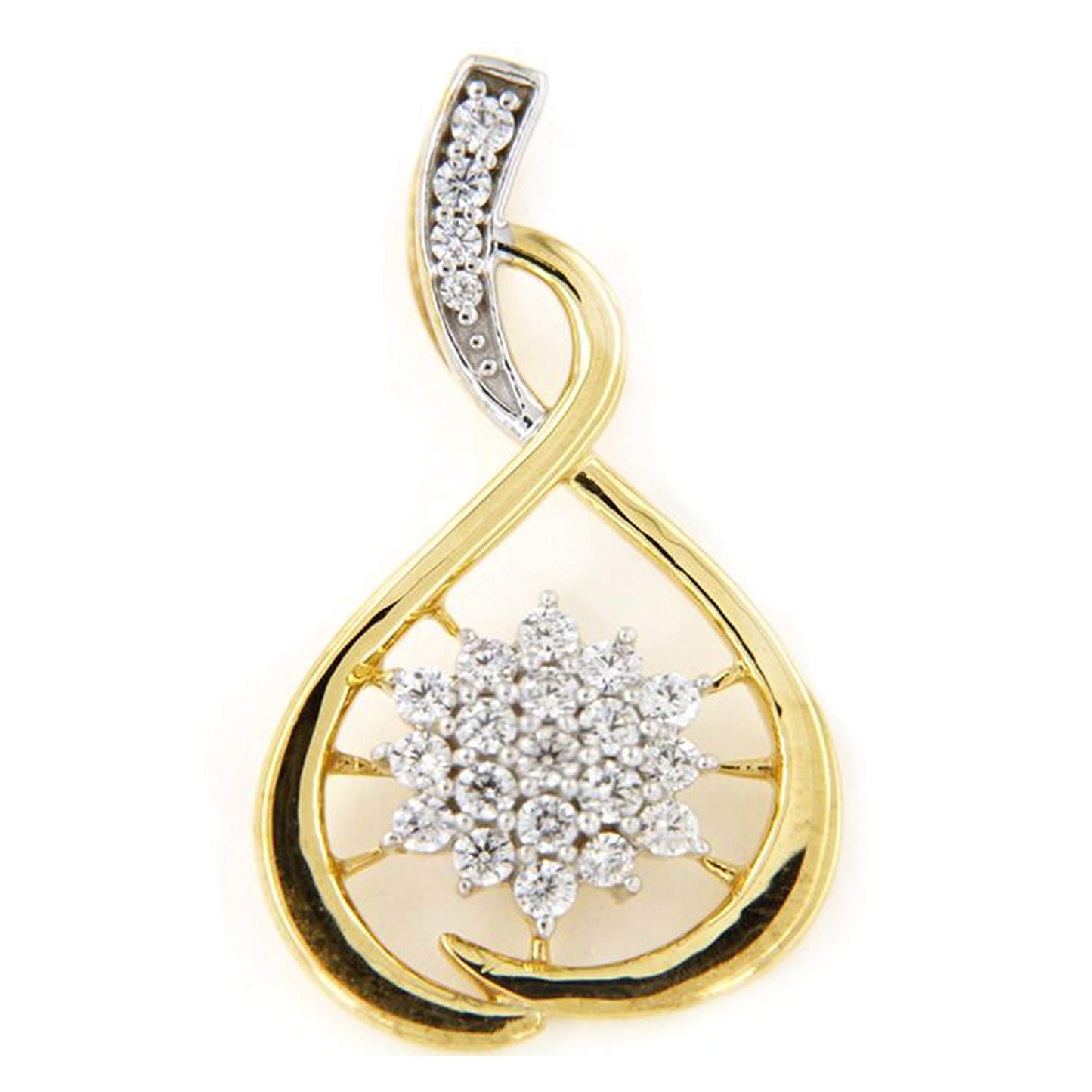 atjewels 0.74 CT With 18K Yellow Gold Plated on 925 Sterling Silver Round White Cubic Zirconia Infinity Flower Pendant MOTHER'S DAY SPECIAL OFFER - atjewels.in