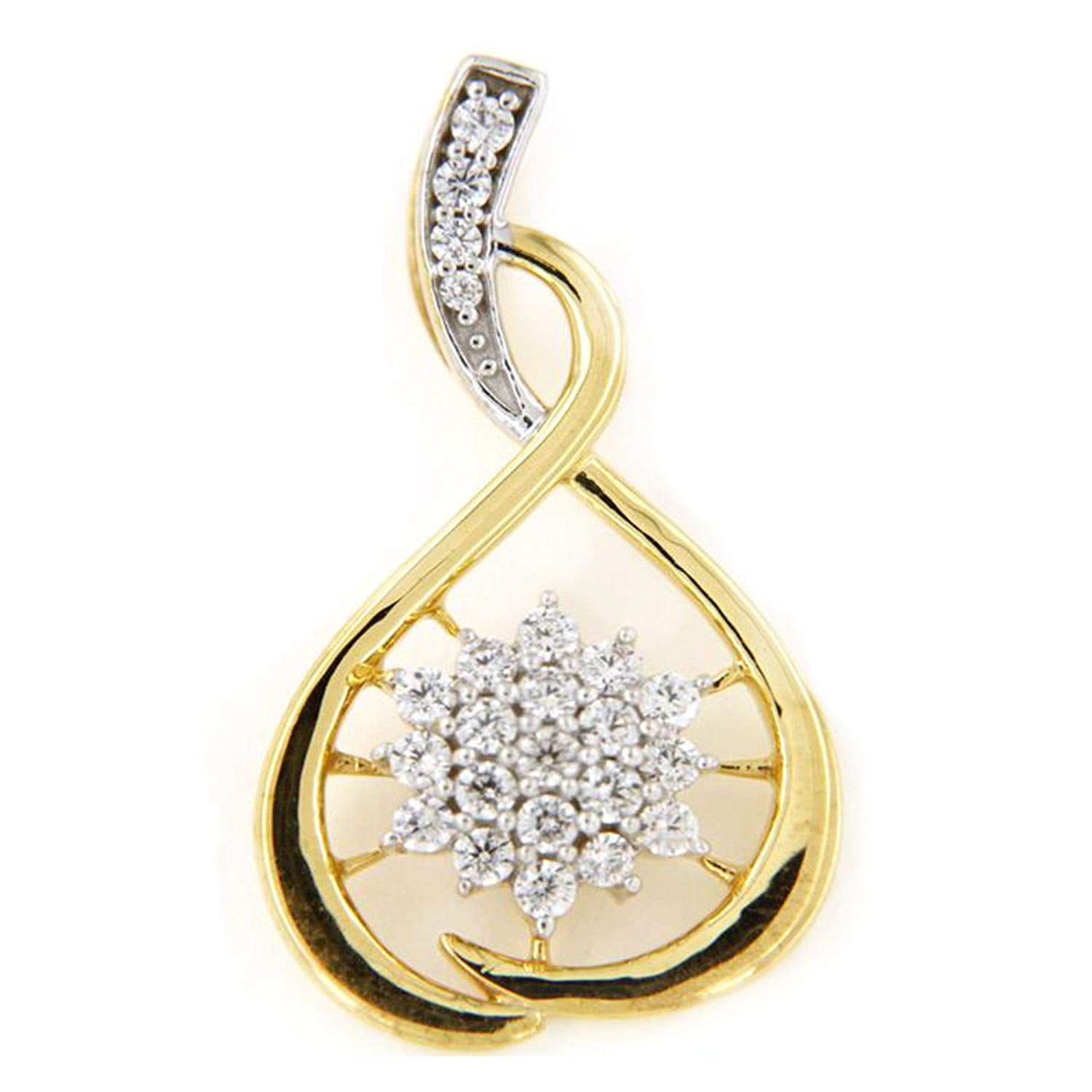 atjewels 0.74 CT With 18K Yellow Gold Plated on 925 Sterling Silver Round White Cubic Zirconia Infinity Flower Pendant MOTHER'S DAY SPECIAL OFFER - atjewels.in