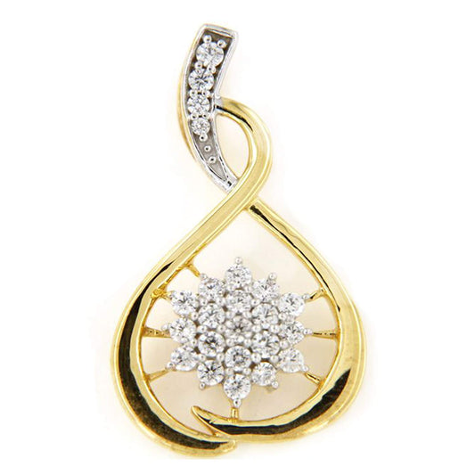 atjewels 0.74 CT With 18K Yellow Gold Plated on 925 Sterling Silver Round White Cubic Zirconia Infinity Flower Pendant MOTHER'S DAY SPECIAL OFFER - atjewels.in