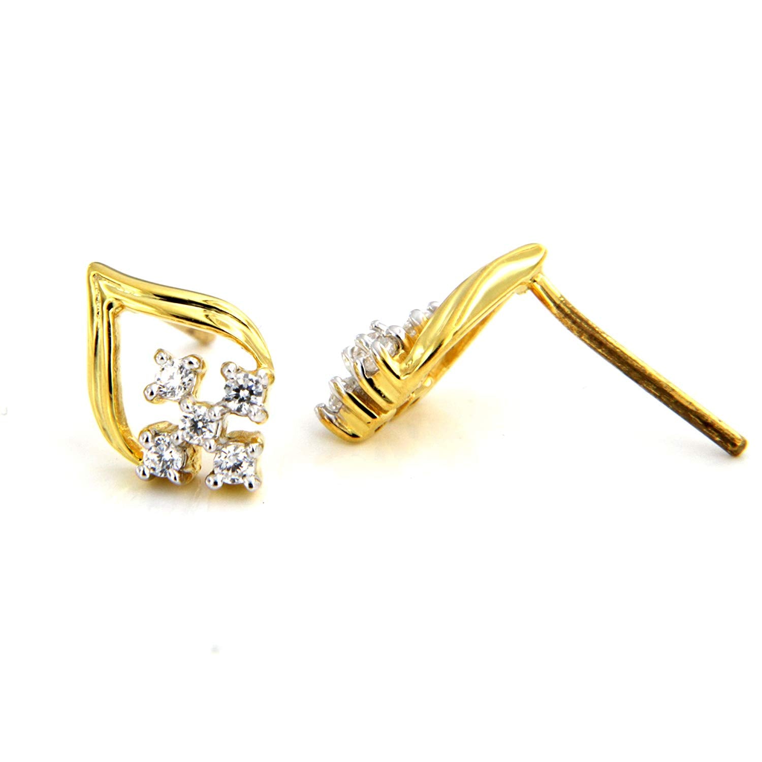 atjewels 18k Yellow Gold Over 925 Sterling Silver White CZ Engagement Stud Earrings MOTHER'S DAY SPECIAL OFFER - atjewels.in