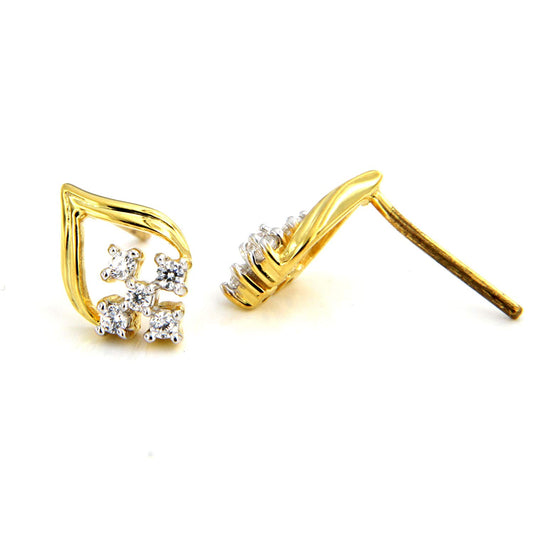 atjewels 18k Yellow Gold Over 925 Sterling Silver White CZ Engagement Stud Earrings MOTHER'S DAY SPECIAL OFFER - atjewels.in