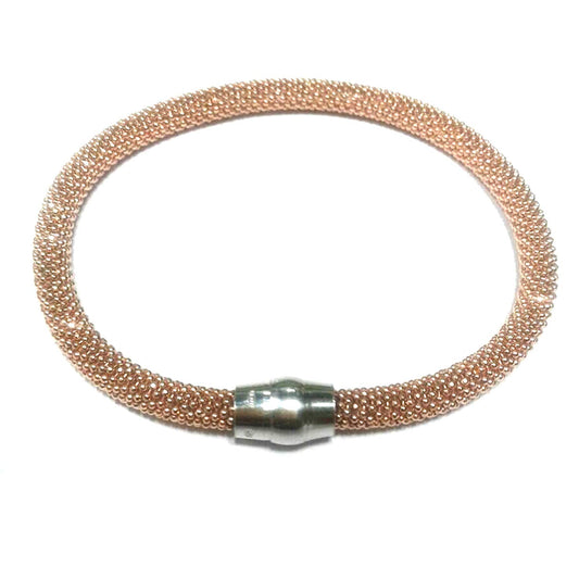 atjewels Rose Gold Over .925 Sterling Silver Diamond Cut Soft Mesh Bracelet For Girl's and Women's For MOTHER'S DAY SPECIAL OFFER - atjewels.in