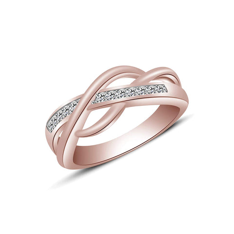 0.029 Ct 14k Rose Gold Over 925 Sterling Silver Round Cut Cubic Zirconia Diamond Infinity Band Ring for Women's - atjewels.in