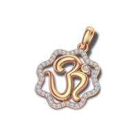 atjewels 18K Rose Gold Over 925 Sterling Silver White CZ Ganesh Spacial Om Pendant For Men and Women MOTHER'S DAY SPECIAL OFFER - atjewels.in