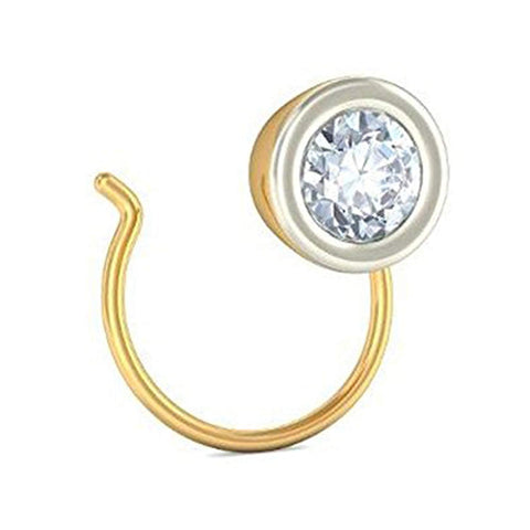 atjewels Round Cut White CZ 14k Yellow Gold Over Sterling Silver Nose Pin for Women Girls - atjewels.in
