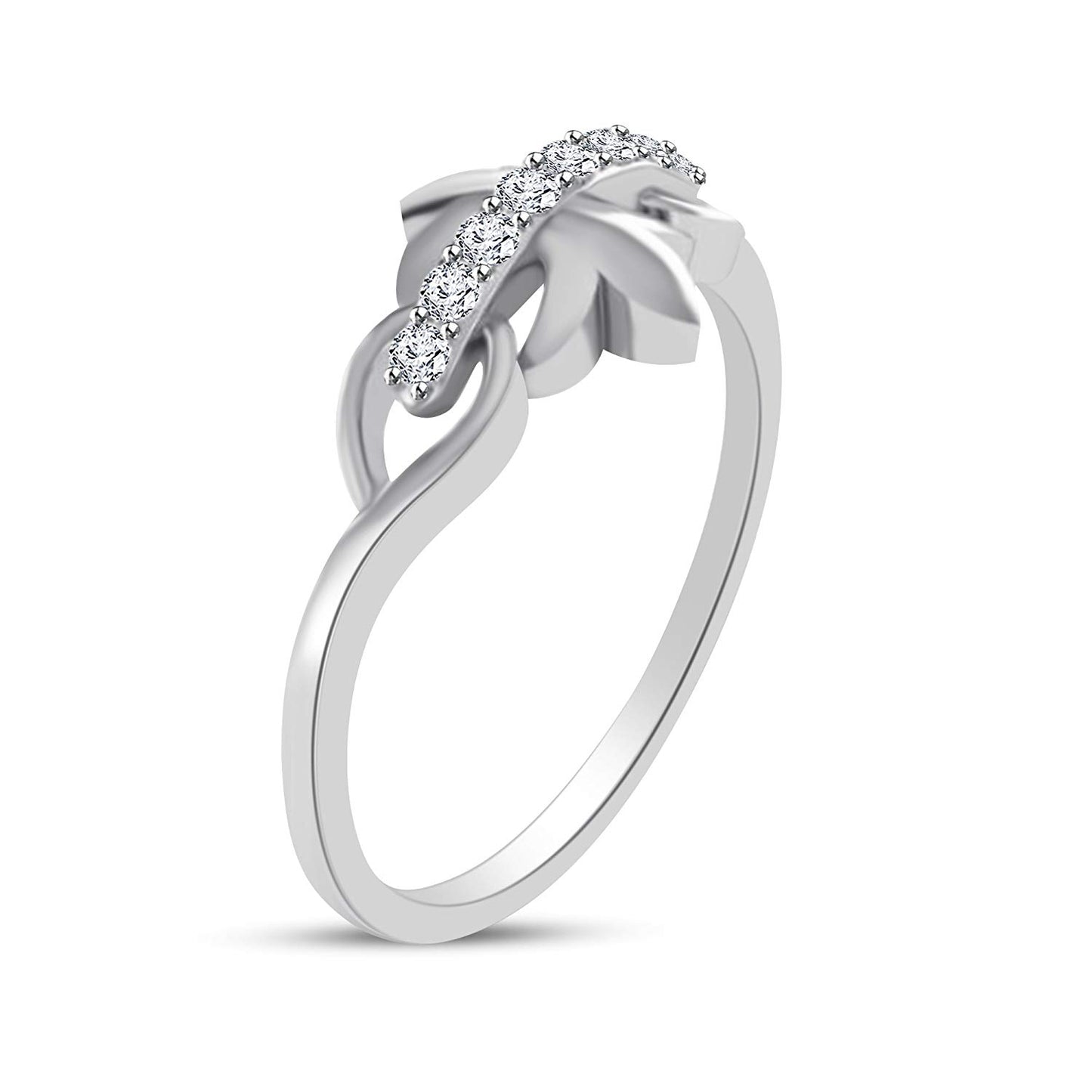 atjewels 14K White Gold on 925 Silver Round White Cubic Zirconia Fashion Ring For Women's MOTHER'S DAY SPECIAL OFFER - atjewels.in