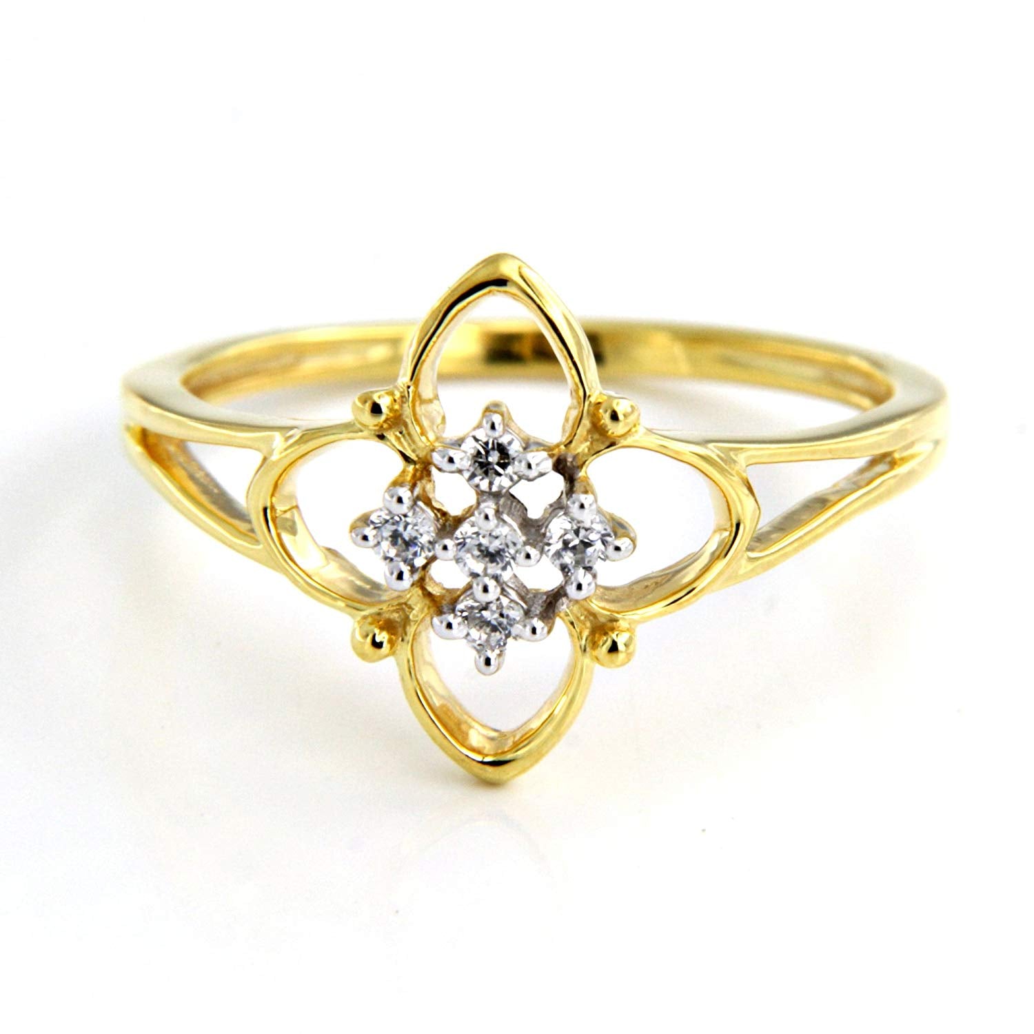 atjewels Round Cut White Cubic Zirconia Five Stone Promise Ring in 18K Gold Over .925 Silver For Women's MOTHER'S DAY SPECIAL OFFER - atjewels.in