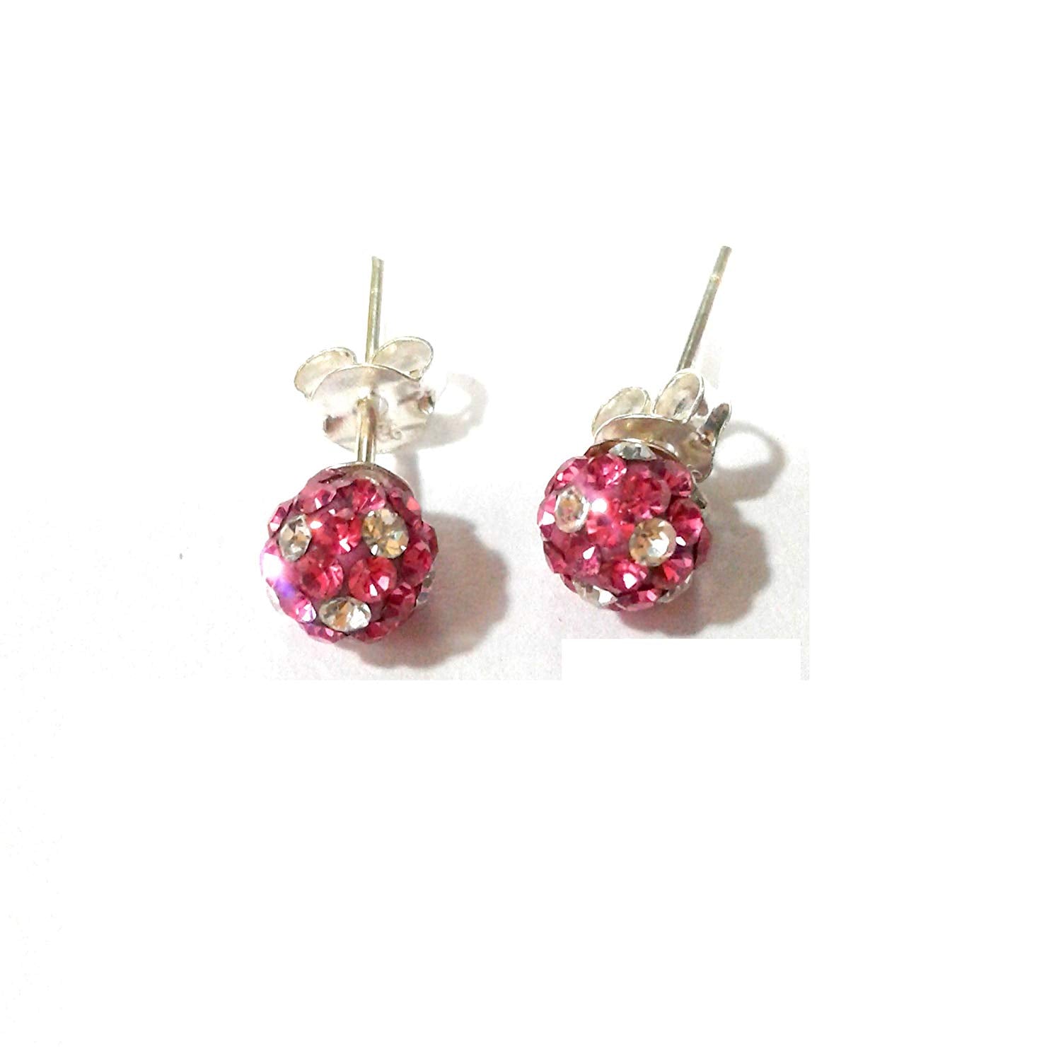 atjewels Round Cut Crystal Sterling Silver Pave Ball Stud Earrings, 5.6MM Crystal Fireball Disco Ball Earrings 1 Pair For Girl's and Women's Fancy Party Wear EarringsMOTHER'S DAY SPECIAL OFFER - atjewels.in