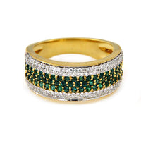 atjewels Wedding Band Ring For Free Shipping in 18K Yellow Gold Over .925 Sterling Silver Green Emerald MOTHER'S DAY SPECIAL OFFER - atjewels.in