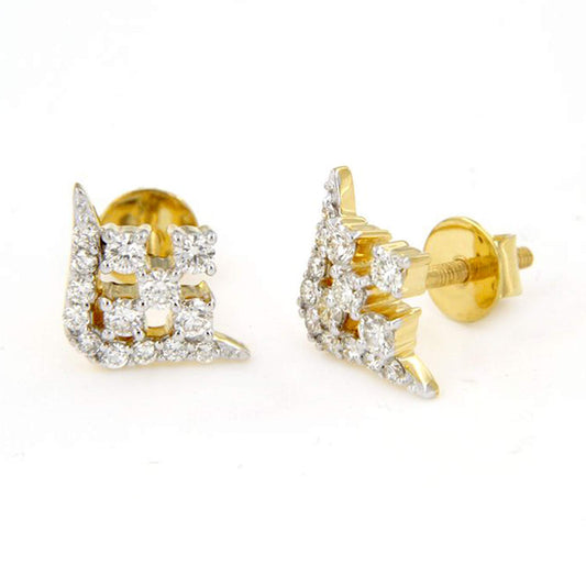 atjewels 18k Yellow Gold Over 925 Sterling Silver White CZ Engagement Stud Earrings MOTHER'S DAY SPECIAL OFFER - atjewels.in