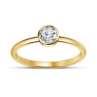 atjewels 14K Yellow Gold Over 925 Silver Sterling Round White CZ Solitaire Ring For Women MOTHER'S DAY SPECIAL OFFER - atjewels.in
