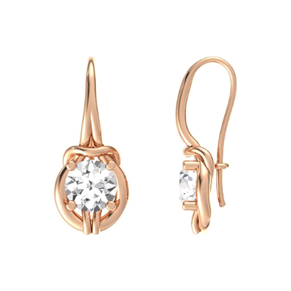 atjewels 14k Rose Gold Over Sterling Silver Round Cut White Diamond Dangle Earrings For Women/Girls MOTHER'S DAY SPECIAL OFFER - atjewels.in