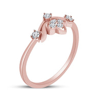 atjewels 14K Rose Gold on 925 Silver Round White CZ Lotus Engagement Ring MOTHER'S DAY SPECIAL OFFER - atjewels.in