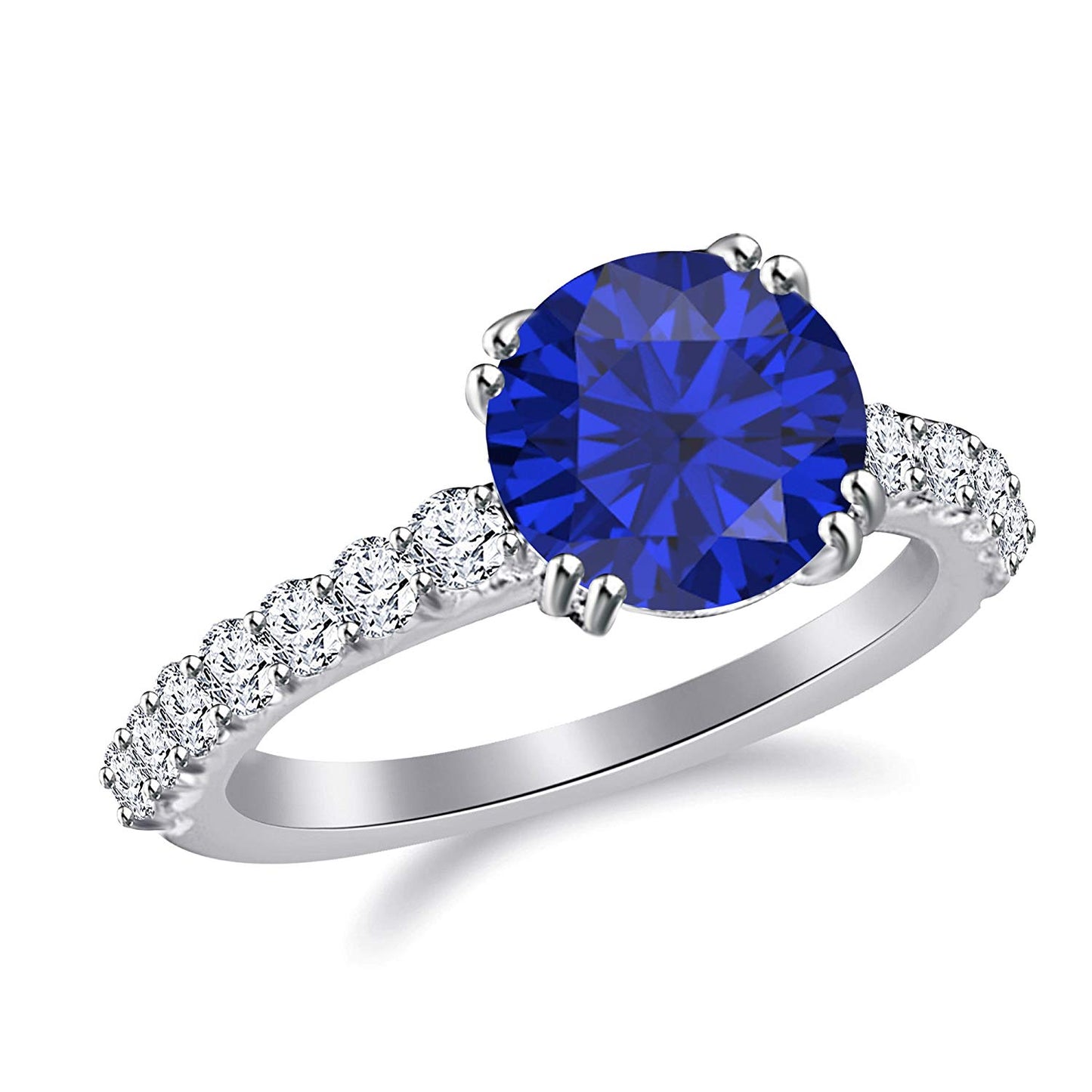 atjewels 14K White Gold Plated 925 Sterling Silver Solitaire with Accents Engagement Ring with Gemstone Veriation MOTHER'S DAY SPECIAL OFFER - atjewels.in