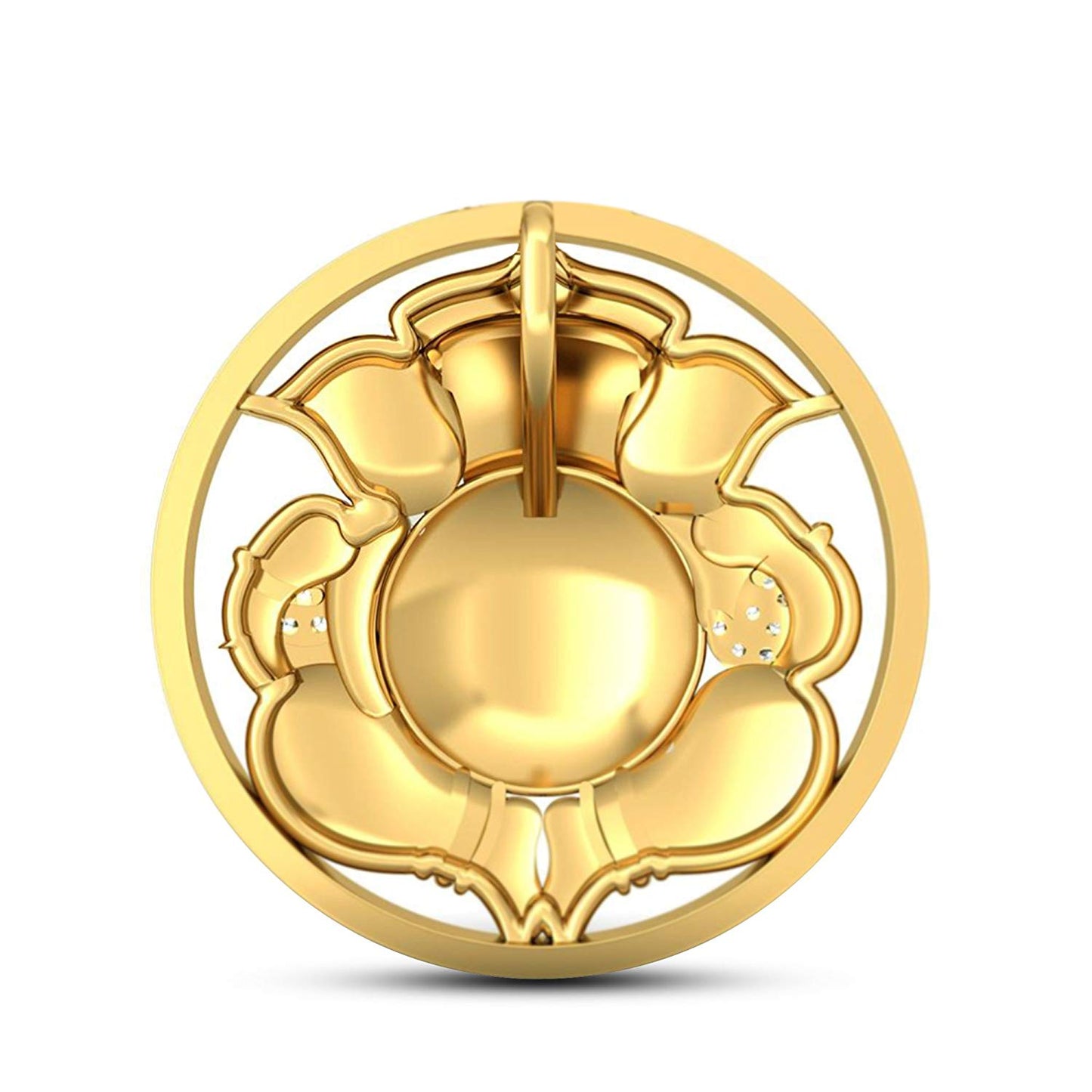 atjewels 18K Yellow & White Gold Plated on .925 Sterling Silver White CZ Round Vakratunda Pendant For Men's & Women's MOTHER'S DAY SPECIAL OFFER - atjewels.in