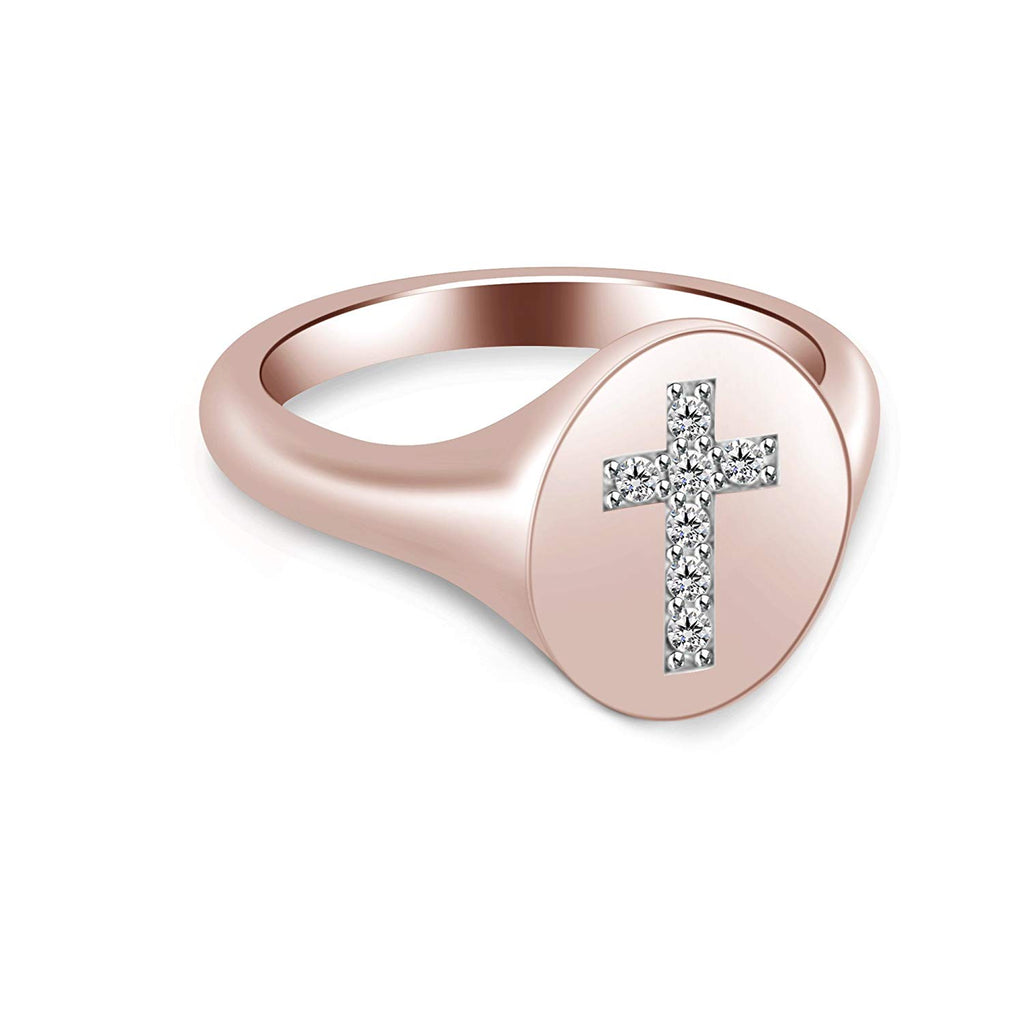 atjewels White Cubic Zirconia Valentines Special 14K Rose Gold Plated on 925 Silver Cross Ring MOTHER'S DAY SPECIAL OFFER - atjewels.in