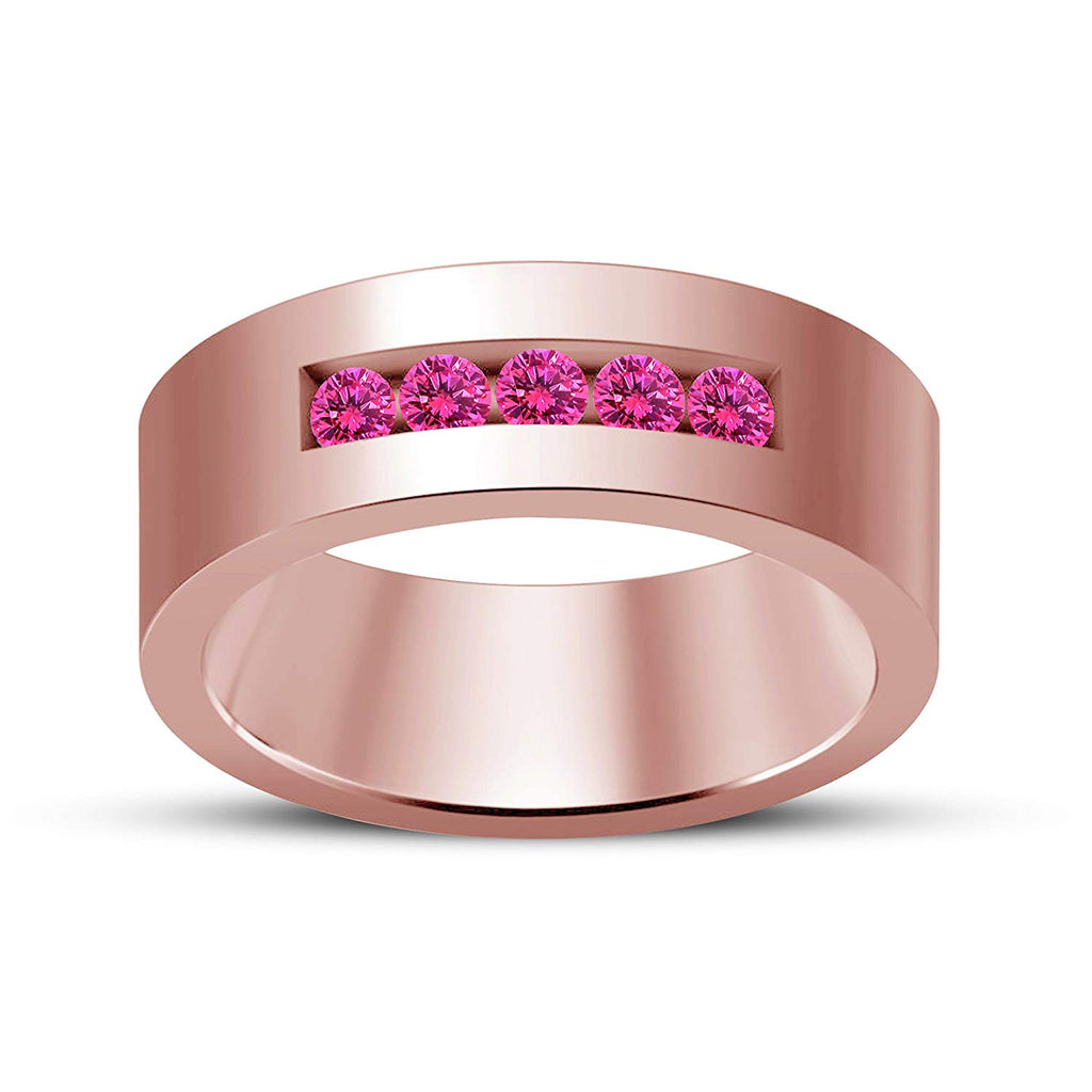 atjewels 18K Rose Gold Over 925 Sterling Silver Round Pink Sapphire Engagement Band Ring MOTHER'S DAY SPECIAL OFFER - atjewels.in