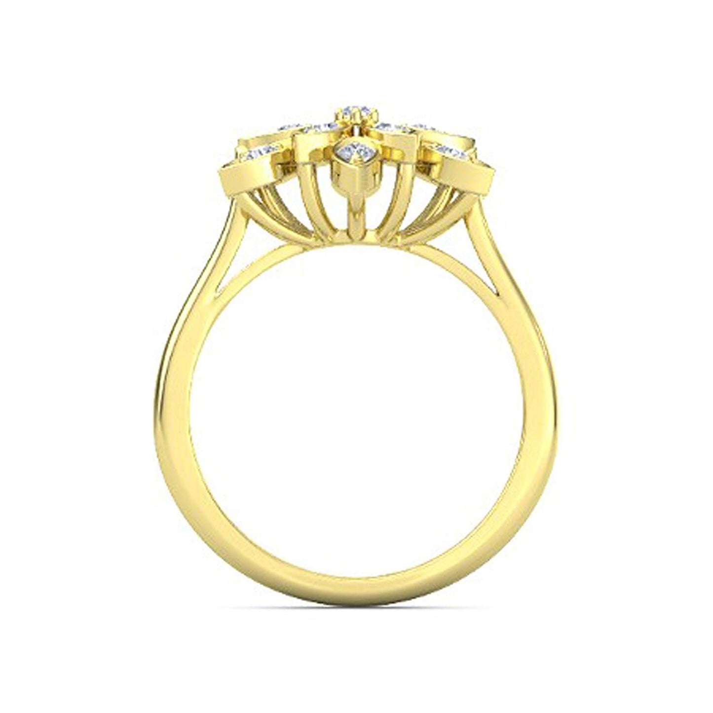 atjewels Yellow Gold Over .925 Sterling Silver Round Cut White CZ Flower Ring MOTHER'S DAY SPECIAL OFFER - atjewels.in