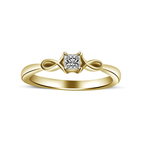atjewels 14K Yellow Gold Over Sterling White Princess CZ Solitaire Ring for Women's MOTHER'S DAY SPECIAL OFFER - atjewels.in