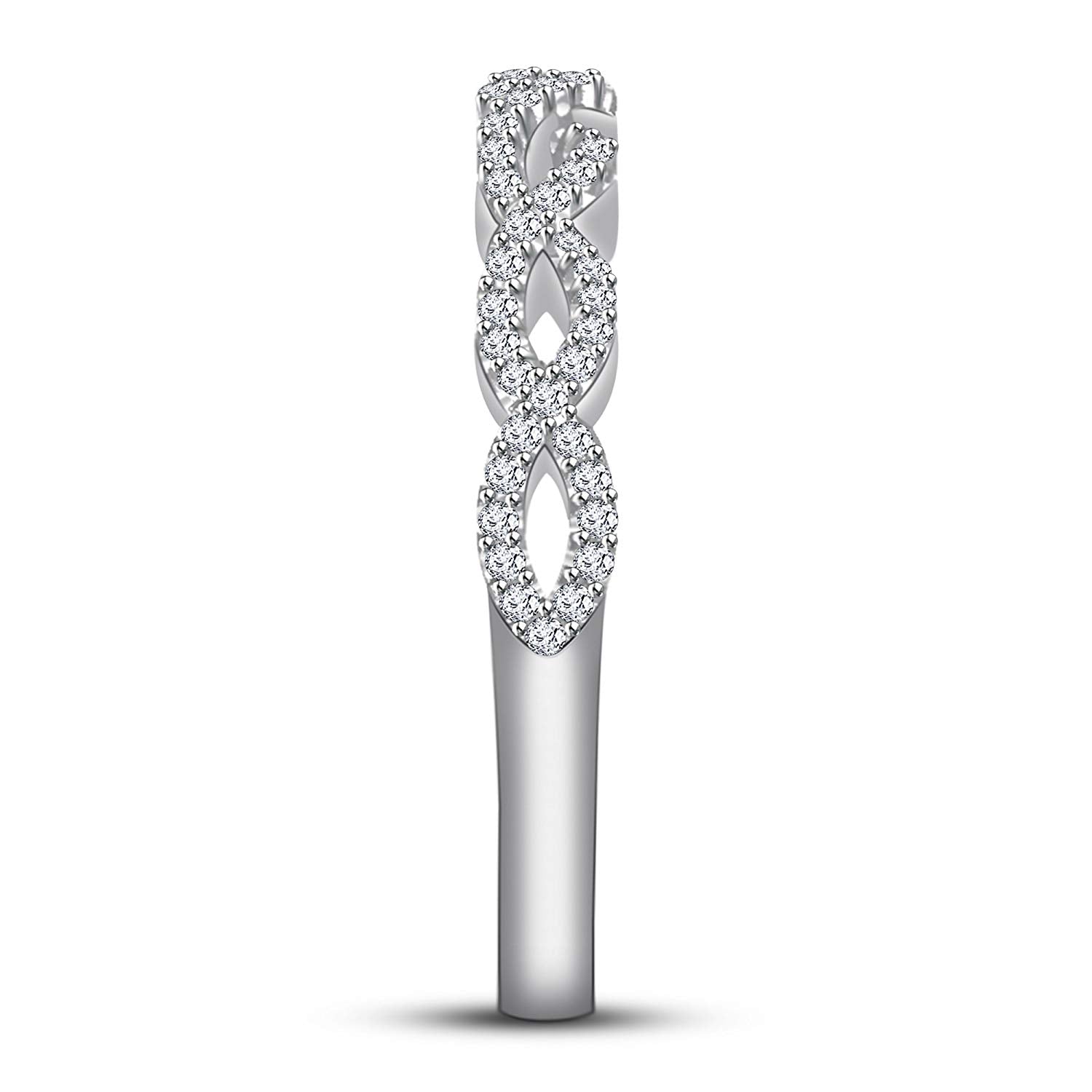 atjewels 18K White Gold Over .925 Silver White CZ Infinity Twist Eternity Engagement Ring MOTHER'S DAY SPECIAL OFFER - atjewels.in
