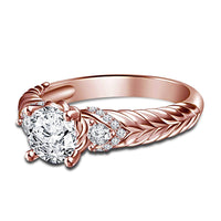 atjewels Round Cut White CZ 14k Rose Gold Over .925 Sterling Silver Disney Aurora Princess Engagement Ring For Women's and Girl's - atjewels.in
