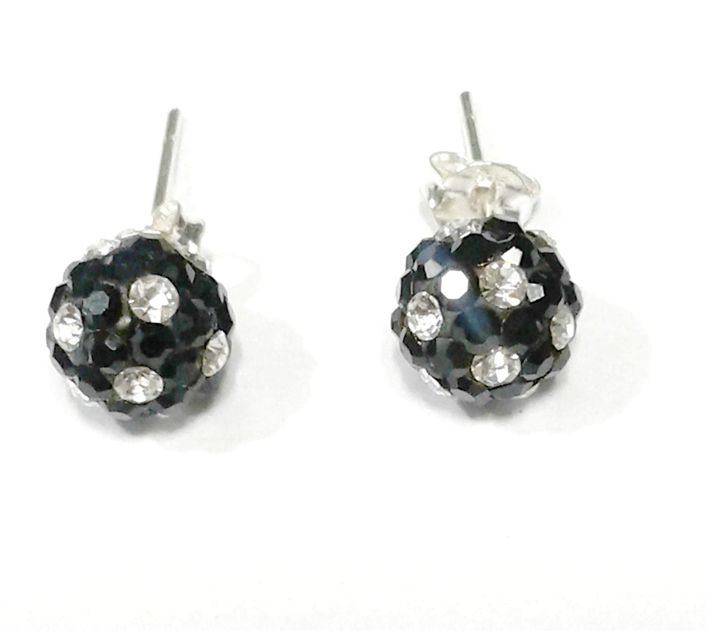 atjewels Round Cut Crystal Sterling Silver Pave Ball Stud Earrings, Crystal Fireball Disco Ball Earrings 1 Pair For Girl's and Women's Fancy Party Wear Earrings - atjewels.in