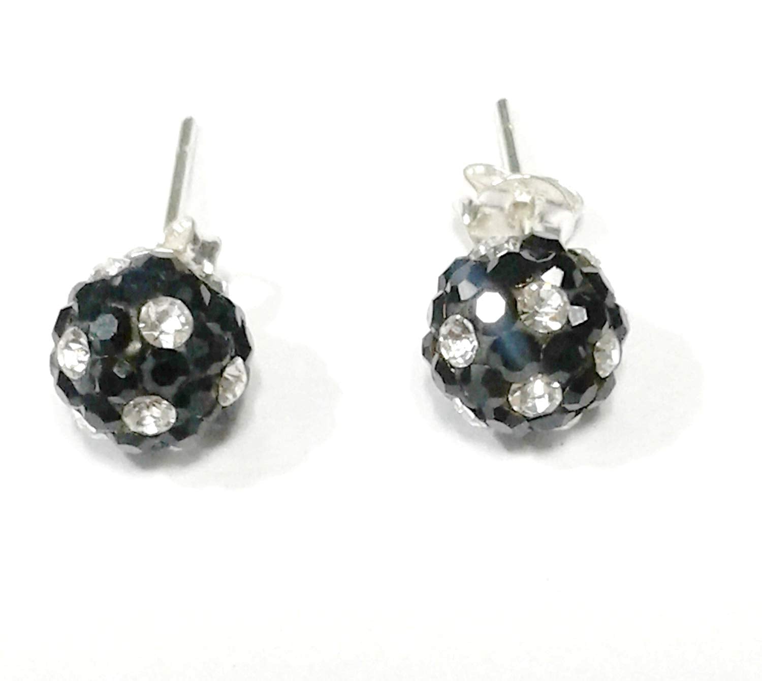 atjewels Round Cut Crystal Sterling Silver Pave Ball Stud Earrings, Crystal Fireball Disco Ball Earrings 1 Pair For Girl's and Women's Fancy Party Wear Earrings - atjewels.in