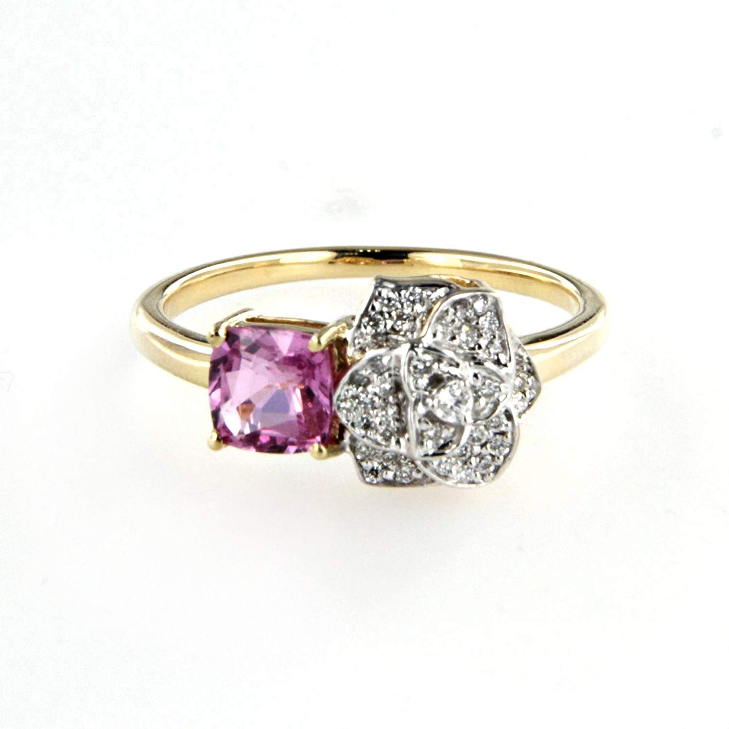 atjewels Women's Princess Amethyst Flower Ring 18K Two Tone Gold Over .925 Sterling Silver MOTHER'S DAY SPECIAL OFFER - atjewels.in