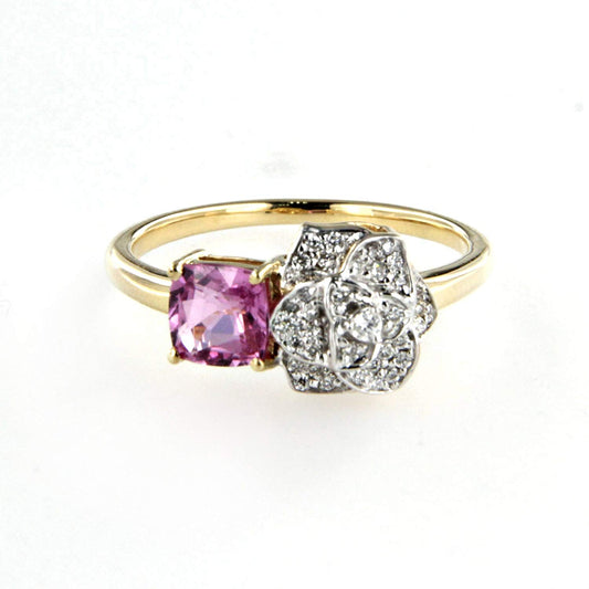 atjewels Women's Princess Amethyst Flower Ring 18K Two Tone Gold Over .925 Sterling Silver MOTHER'S DAY SPECIAL OFFER - atjewels.in