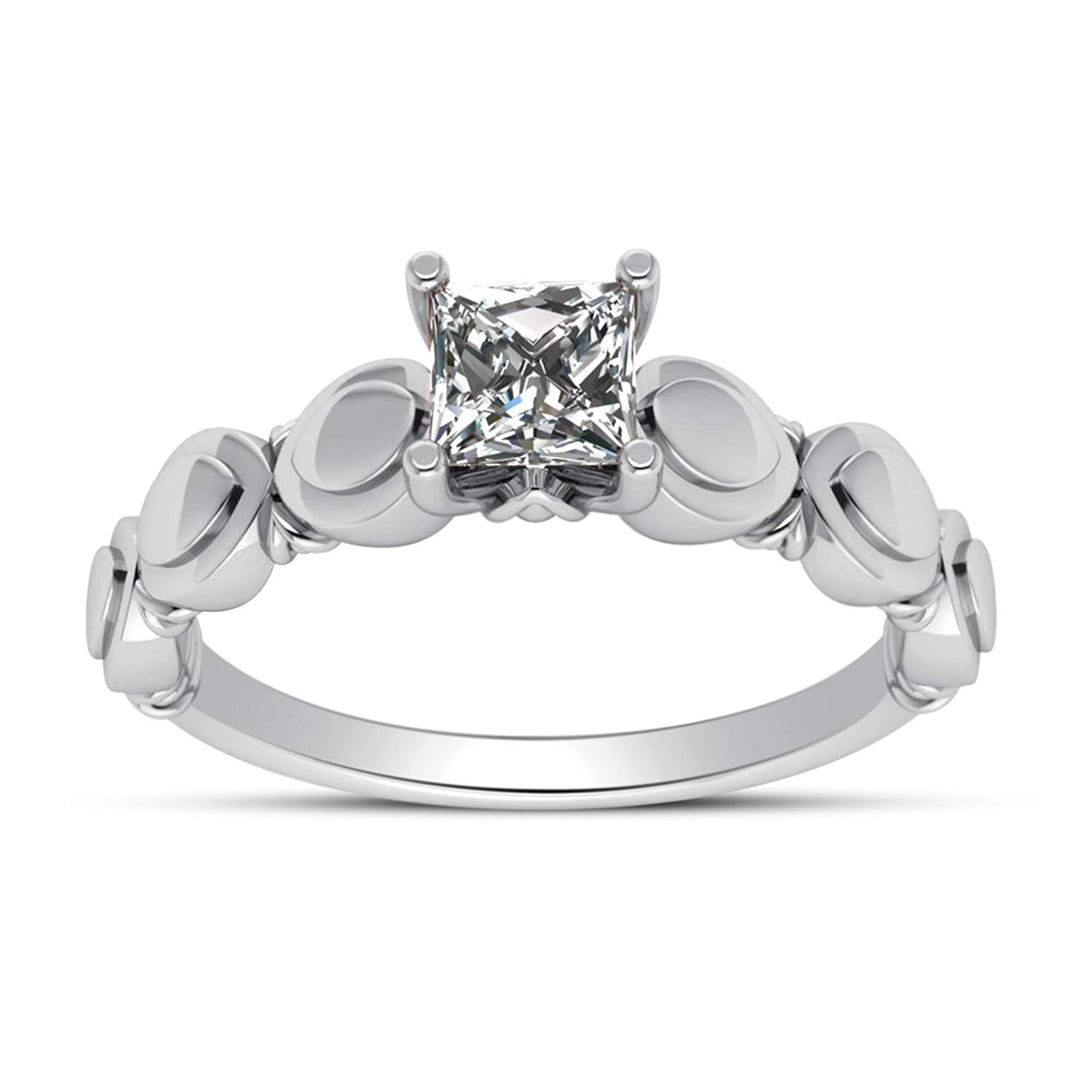atjewels Princess Cut White Cubic Zirconia with 18K White Gold Over 925 Sterling Solitaire Engagement Ring For Women's MOTHER'S DAY SPECIAL OFFER - atjewels.in