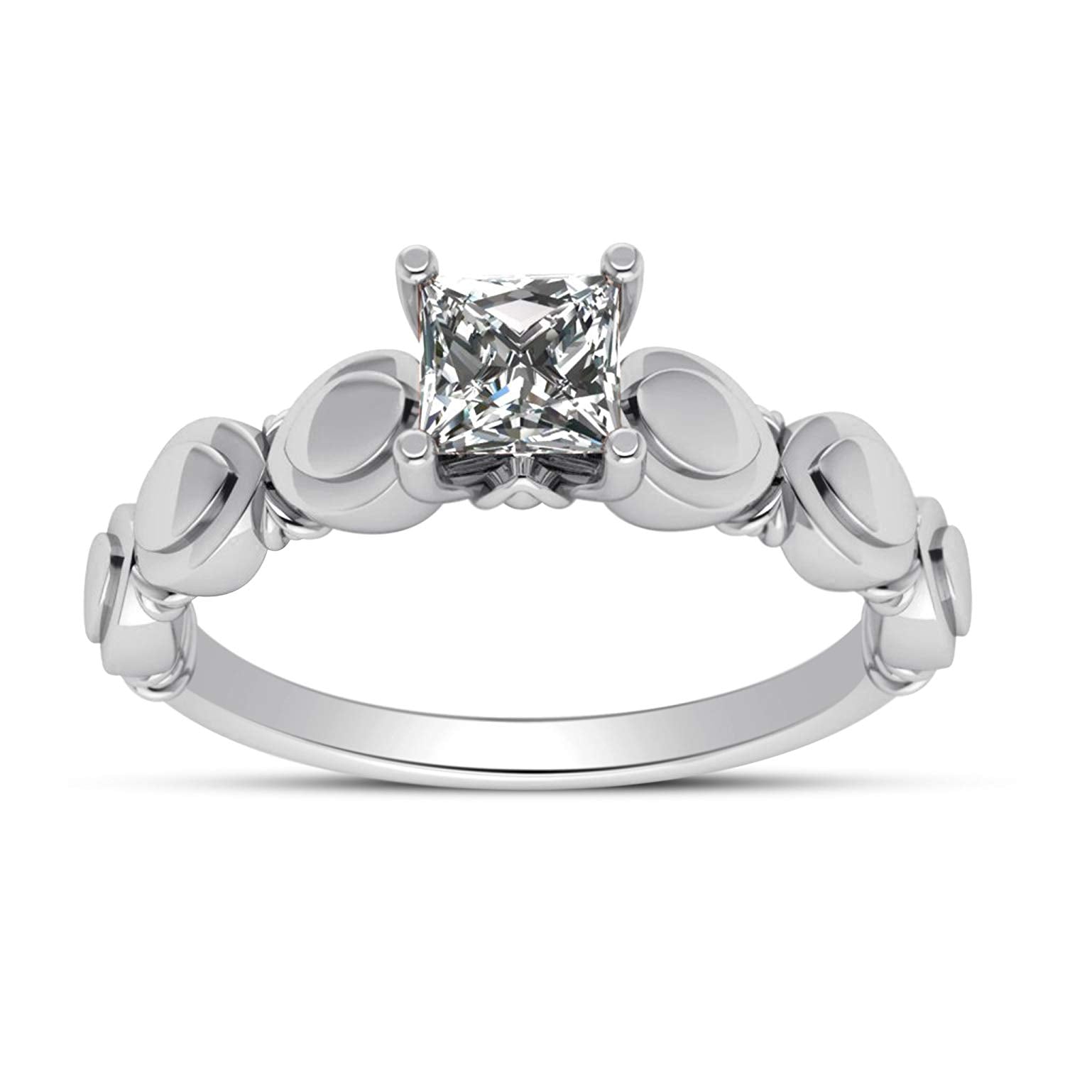 atjewels Princess Cut White Cubic Zirconia with 18K White Gold Over 925 Sterling Solitaire Engagement Ring For Women's MOTHER'S DAY SPECIAL OFFER - atjewels.in