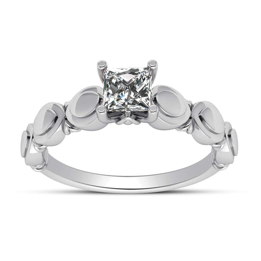 atjewels Princess Cut White Cubic Zirconia with 18K White Gold Over 925 Sterling Solitaire Engagement Ring For Women's MOTHER'S DAY SPECIAL OFFER - atjewels.in