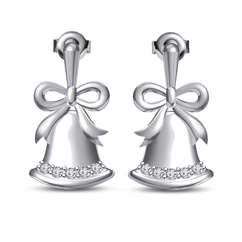 atjewels MOTHER'S DAY SPECIAL OFFER Jewellery !! Platinum Plated .925 Sterling Silver B and Bow Stud Earrings For Women's MOTHER'S DAY SPECIAL OFFER - atjewels.in