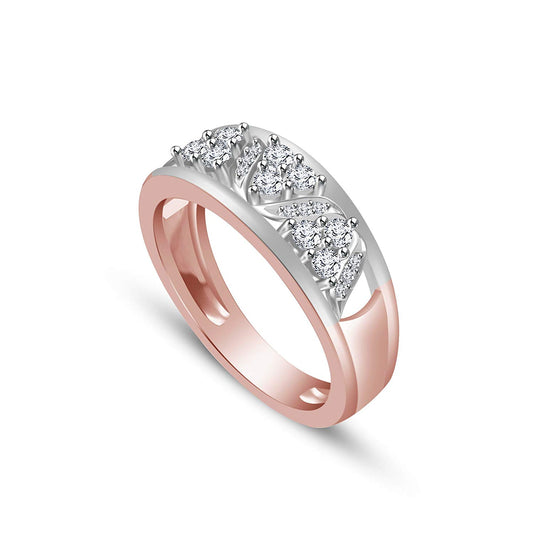 atjewels 14K Rose and White Gold Over 925 Sterling Silver Round Cubic Zirconia Wedding Band Ring MOTHER'S DAY SPECIAL OFFER - atjewels.in