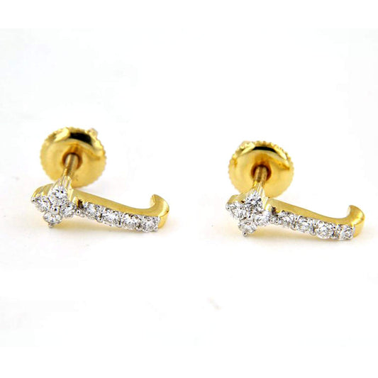 atjewels 14k Yellow Gold Plated 925 Sterling Silver Screw Back White Diamond Stud Earrings MOTHER'S DAY SPECIAL OFFER - atjewels.in