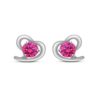 atjewels 14K White Gold Over 925 Sterling Round Pink Sapphire Heart Shape Stud Earrings MOTHER'S DAY SPECIAL OFFER - atjewels.in